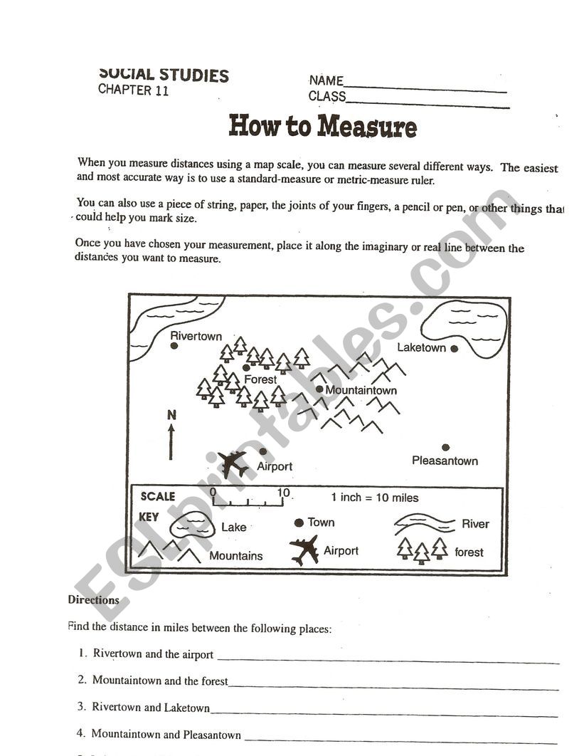 How to Measure on a Map  worksheet