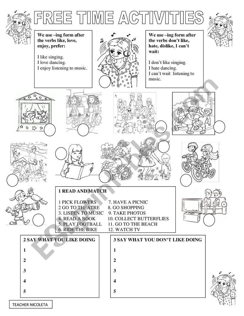 FREE TIME ACTIVITIES  worksheet