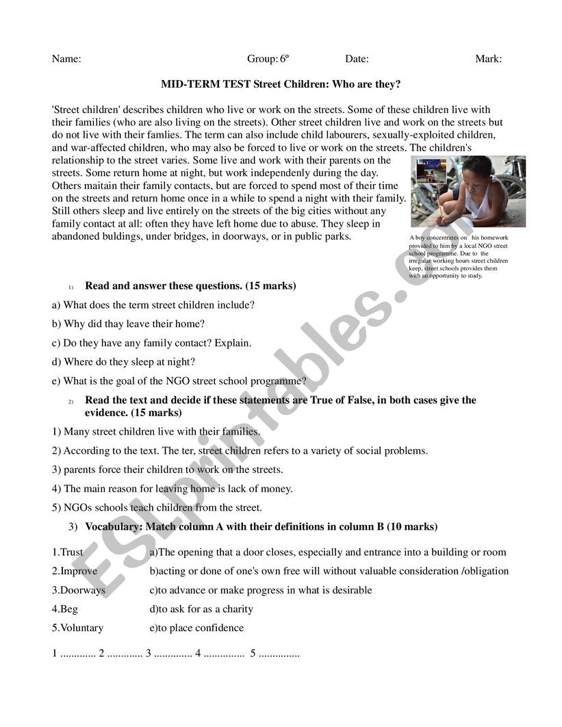 TEST about Human Values worksheet