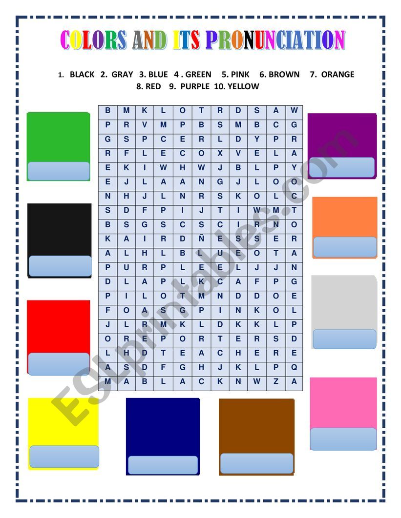 COLORS ANS ITS PRONUNCIATION worksheet