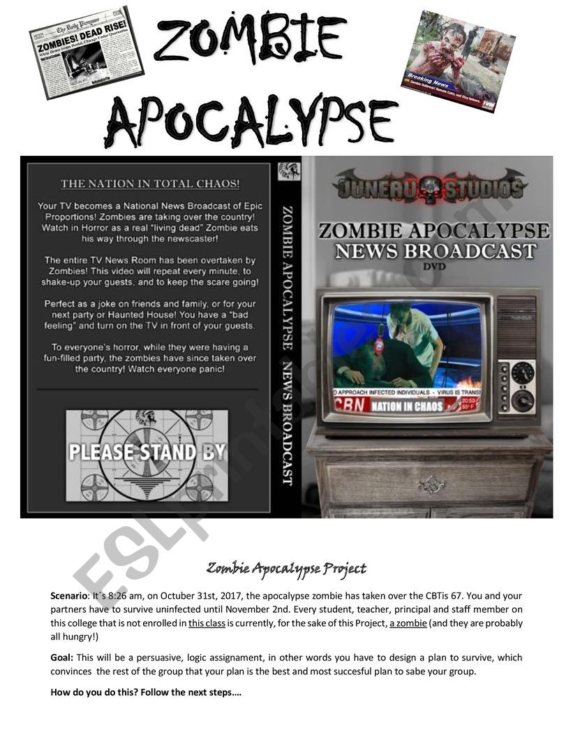 Zombie Apocalypse worksheet