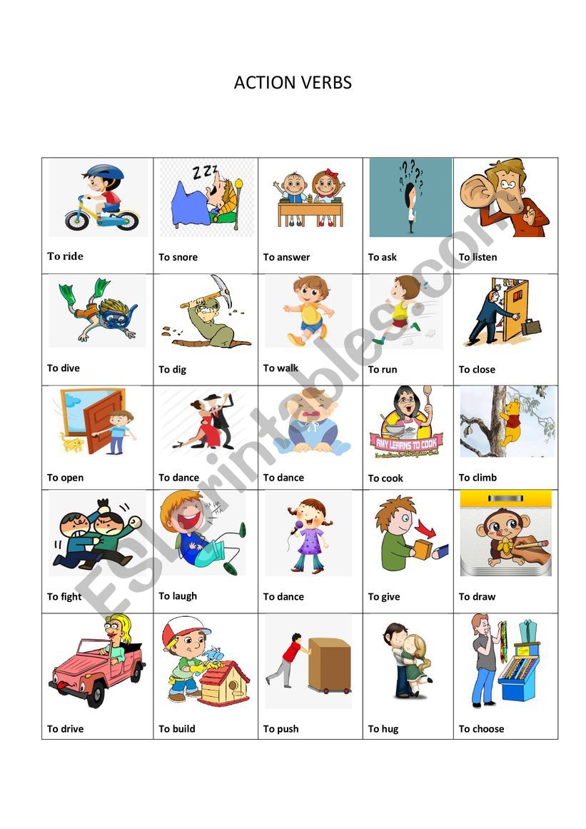 action verbs worksheet