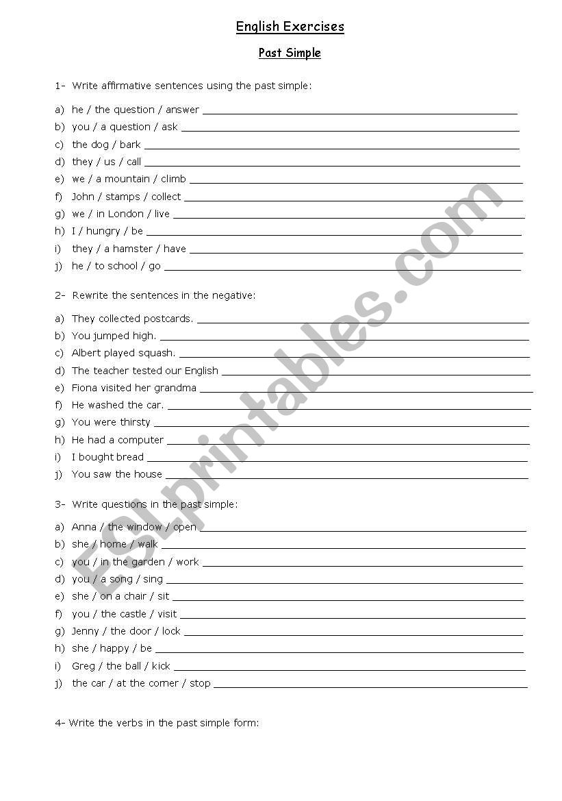 Past Simple Exercises worksheet