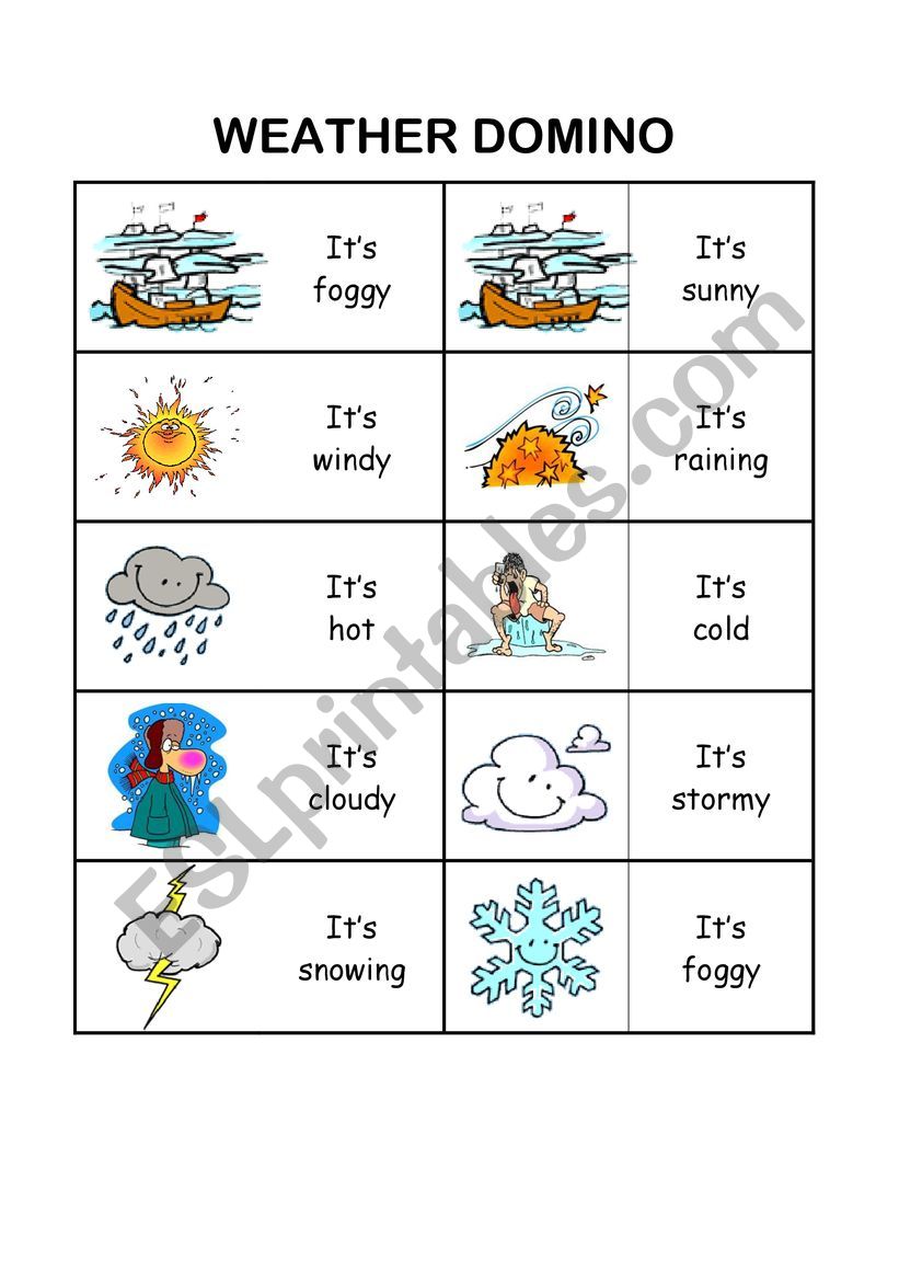 Weather domino worksheet