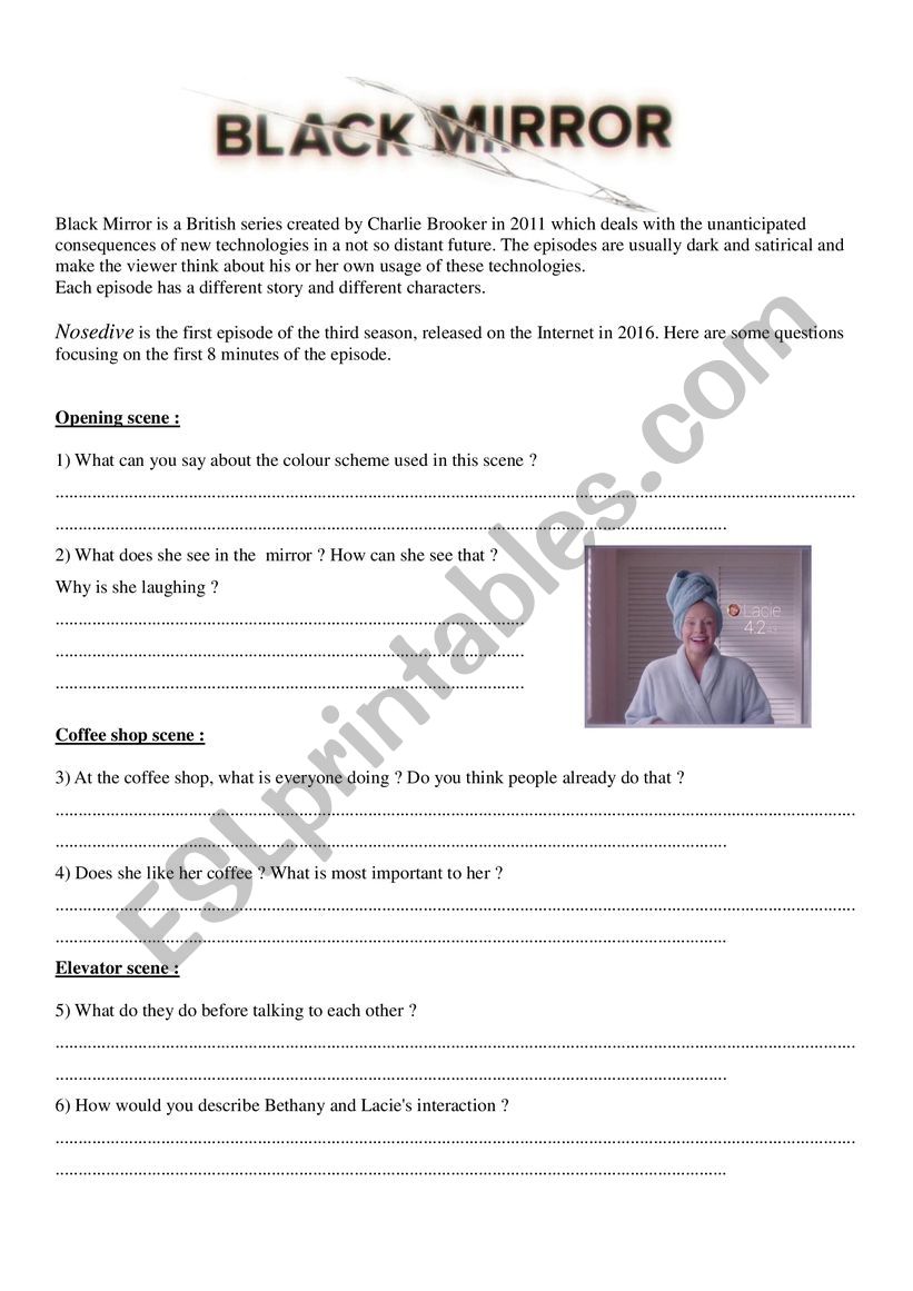 Black Mirror NoseDive Worksheet