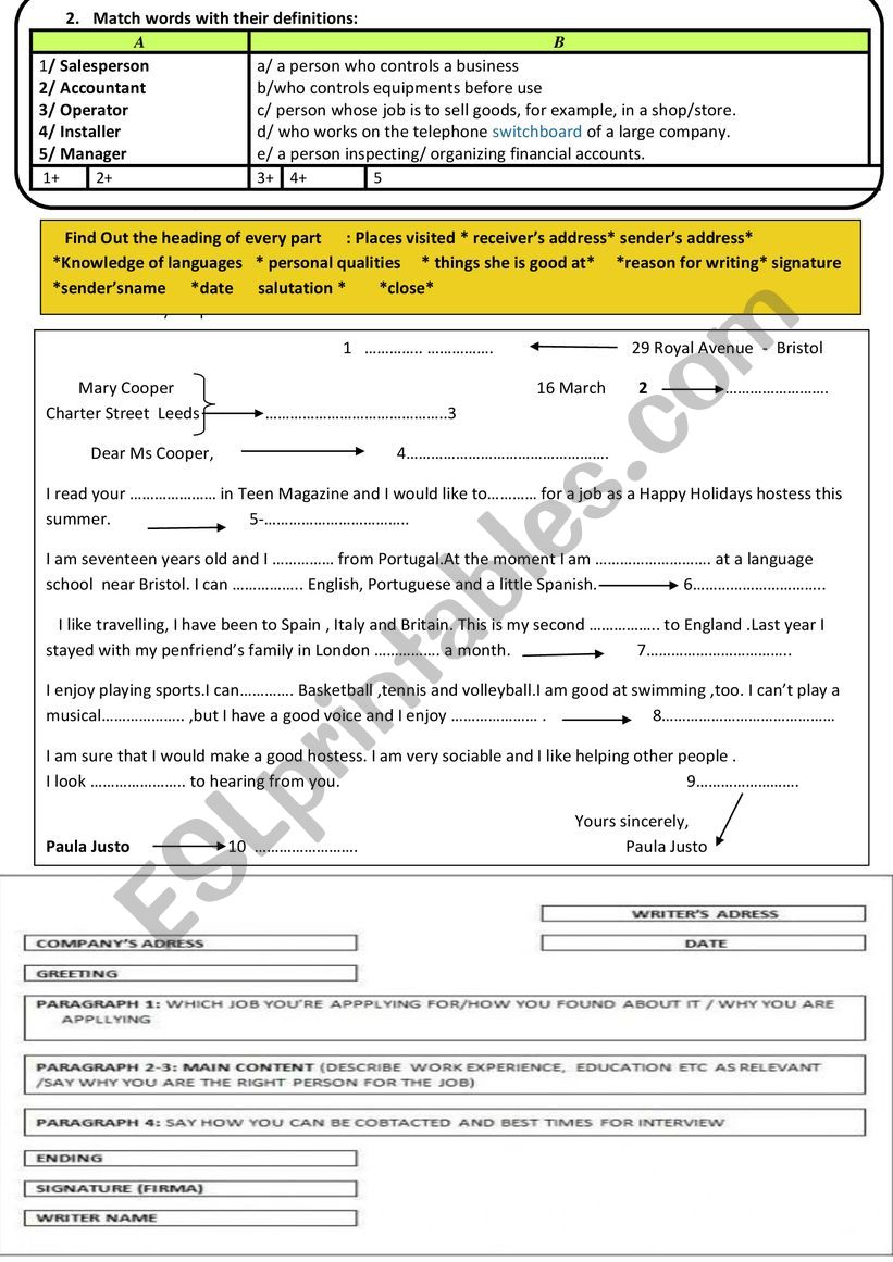 job hunting worksheet