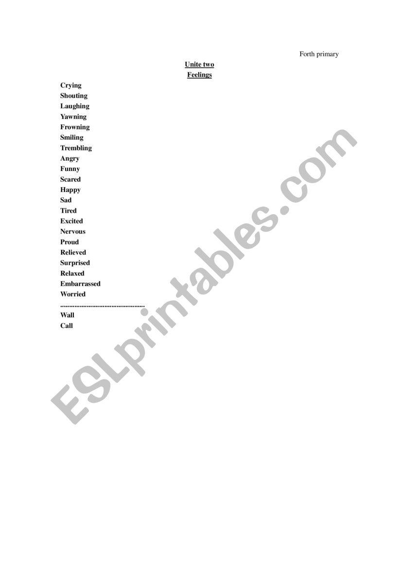 Forth primary worksheet