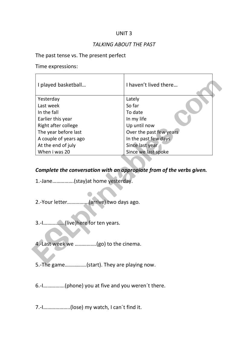 Past tense and present perfect