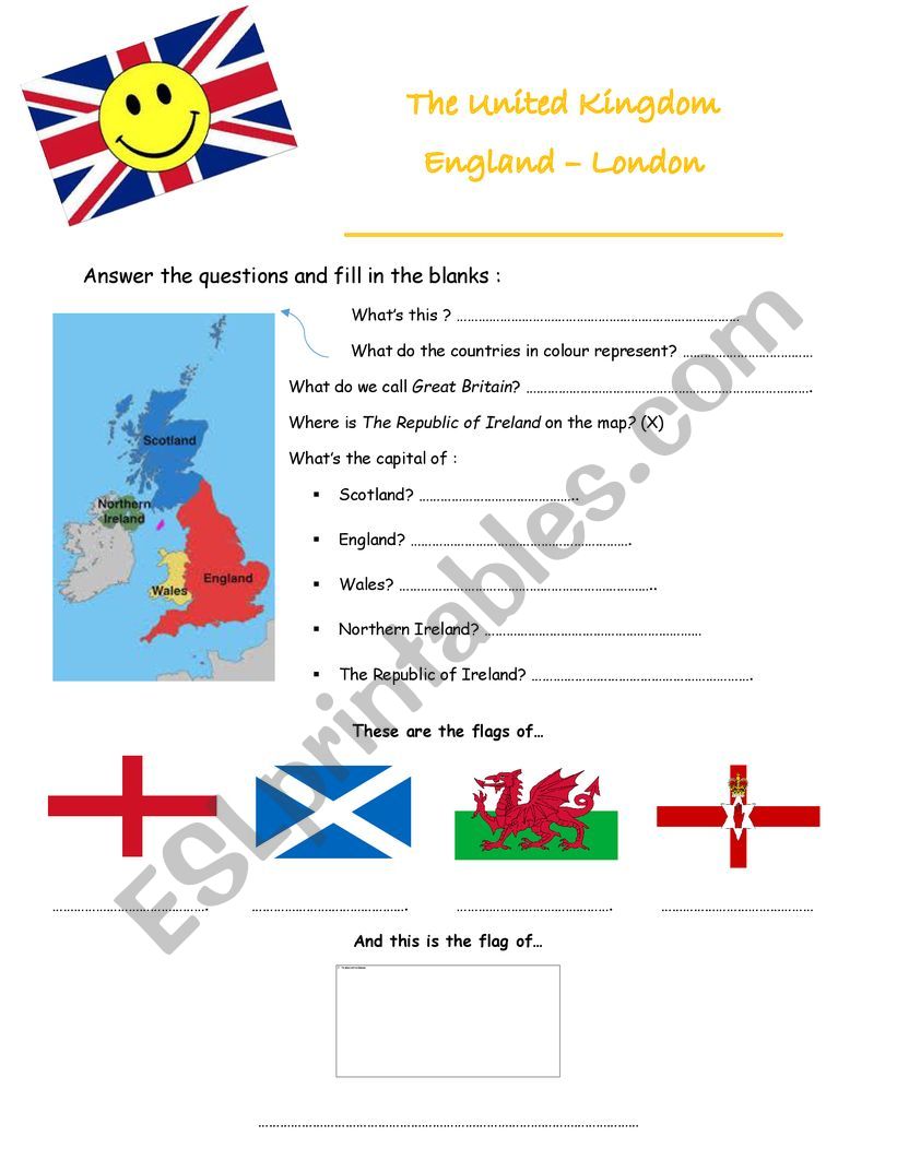 The UK, England, London worksheet