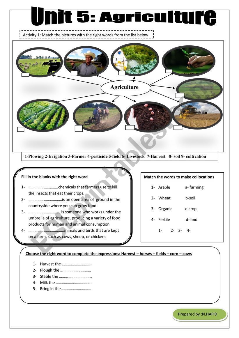 Vocabulary related to Agriculture 