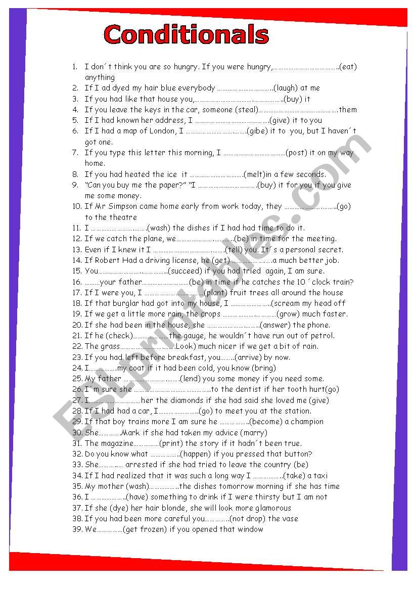 conditionals. GRAMMAR WORKSHEET 23