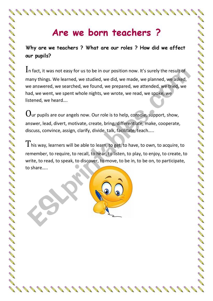 Are we born teachers? worksheet