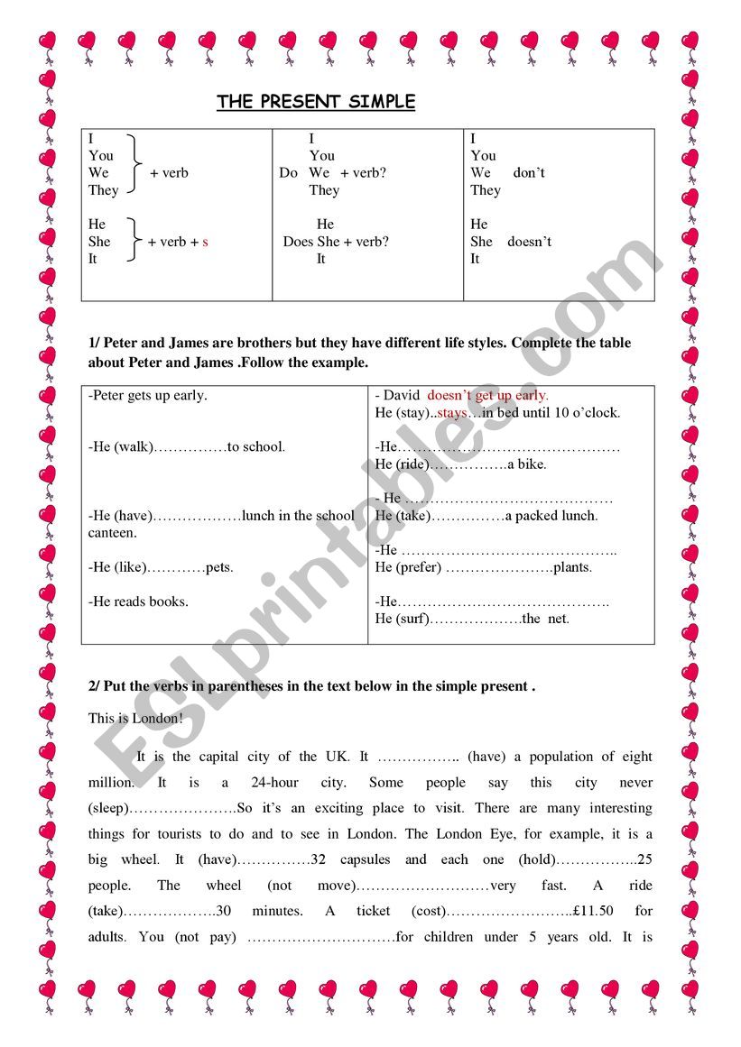 Simple Present worksheet