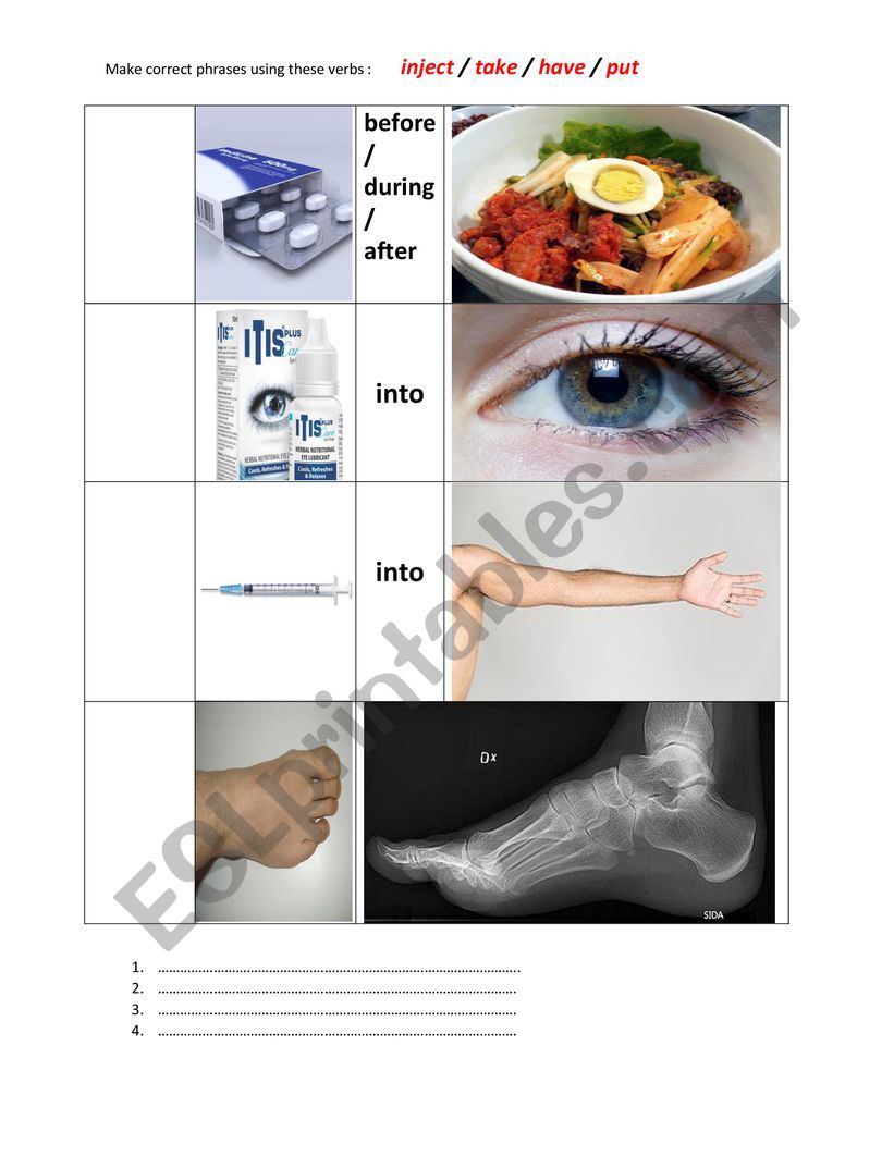 verbs related to medicines worksheet