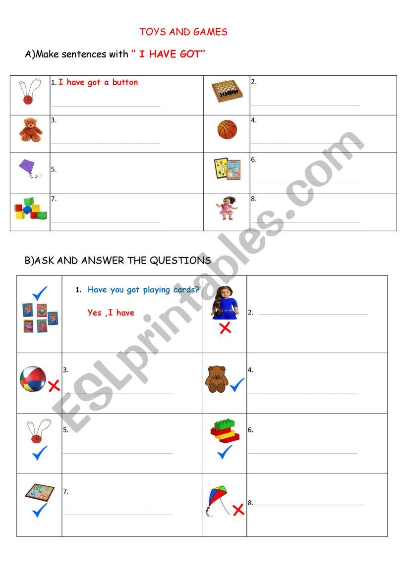 toys worksheet