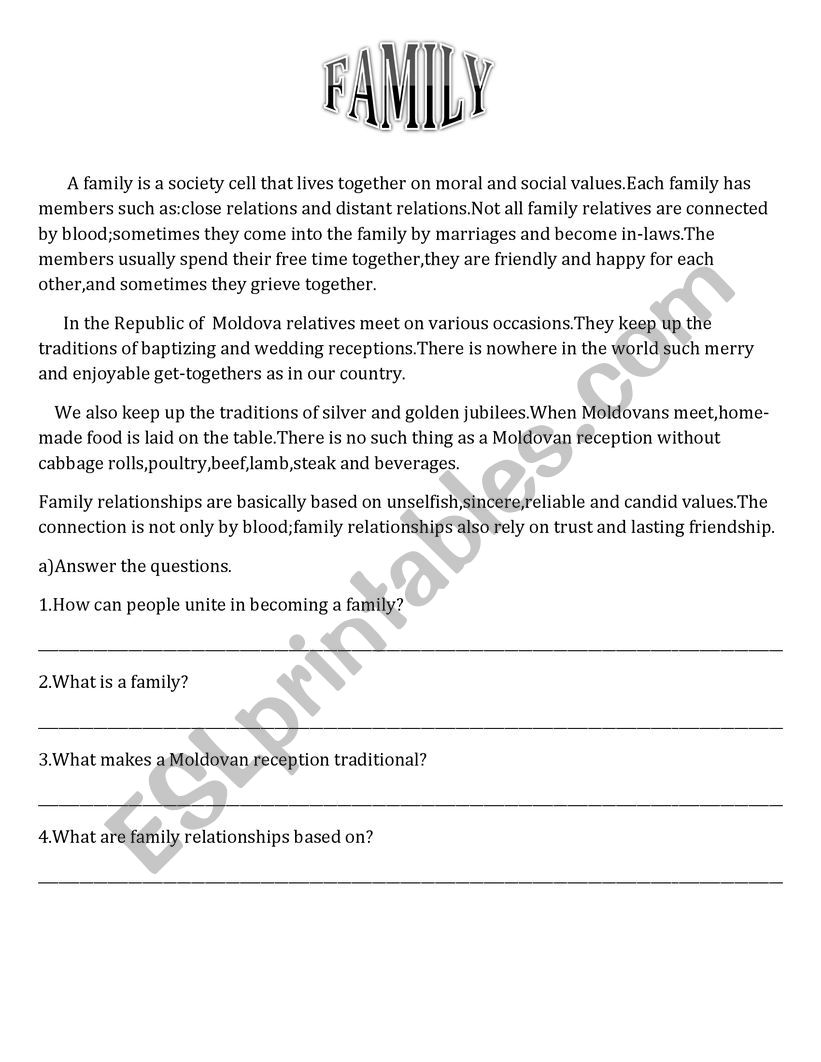 Family worksheet