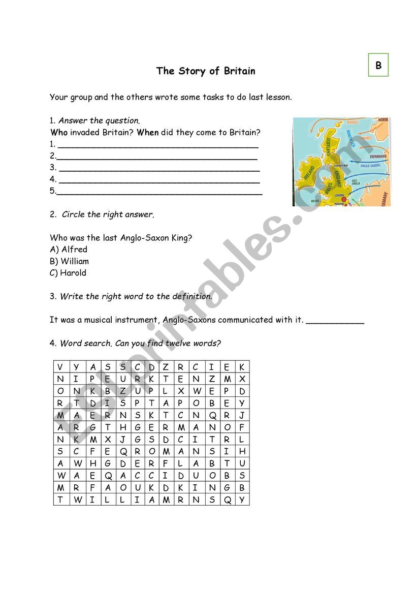 The Story of Britain worksheet