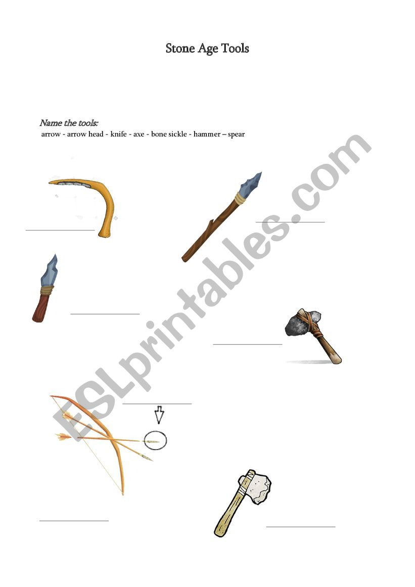 Stone Age Tools worksheet