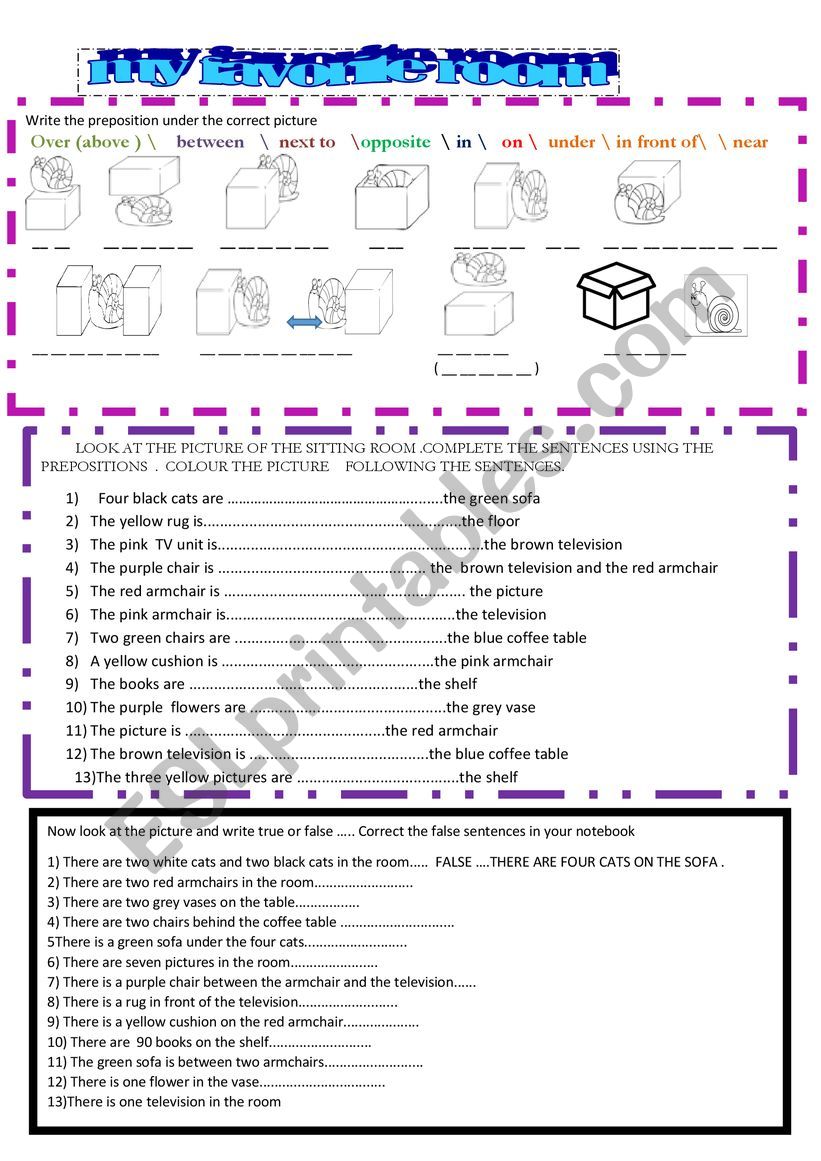  MY FAVORITE  ROOM worksheet