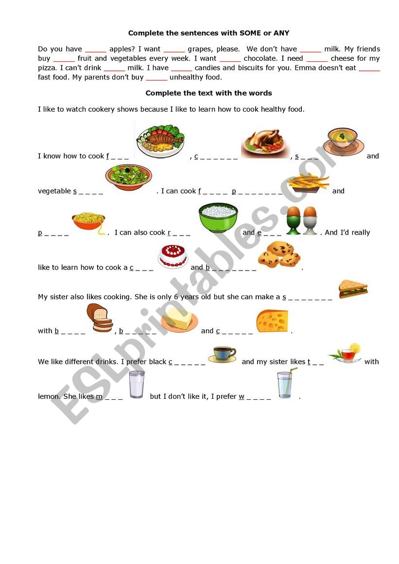 Food Vocabulary Pictionary Writing 