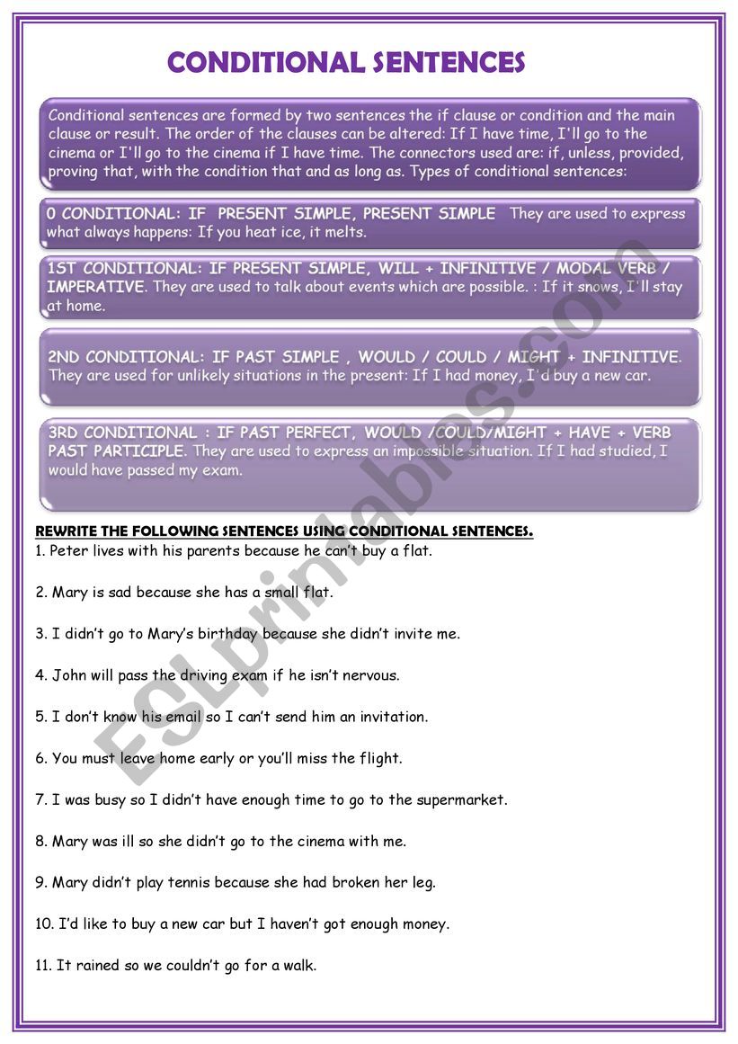 CONDITIONAL SENTENCES worksheet