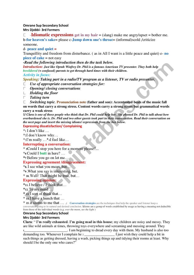 consolidation activities for third formers