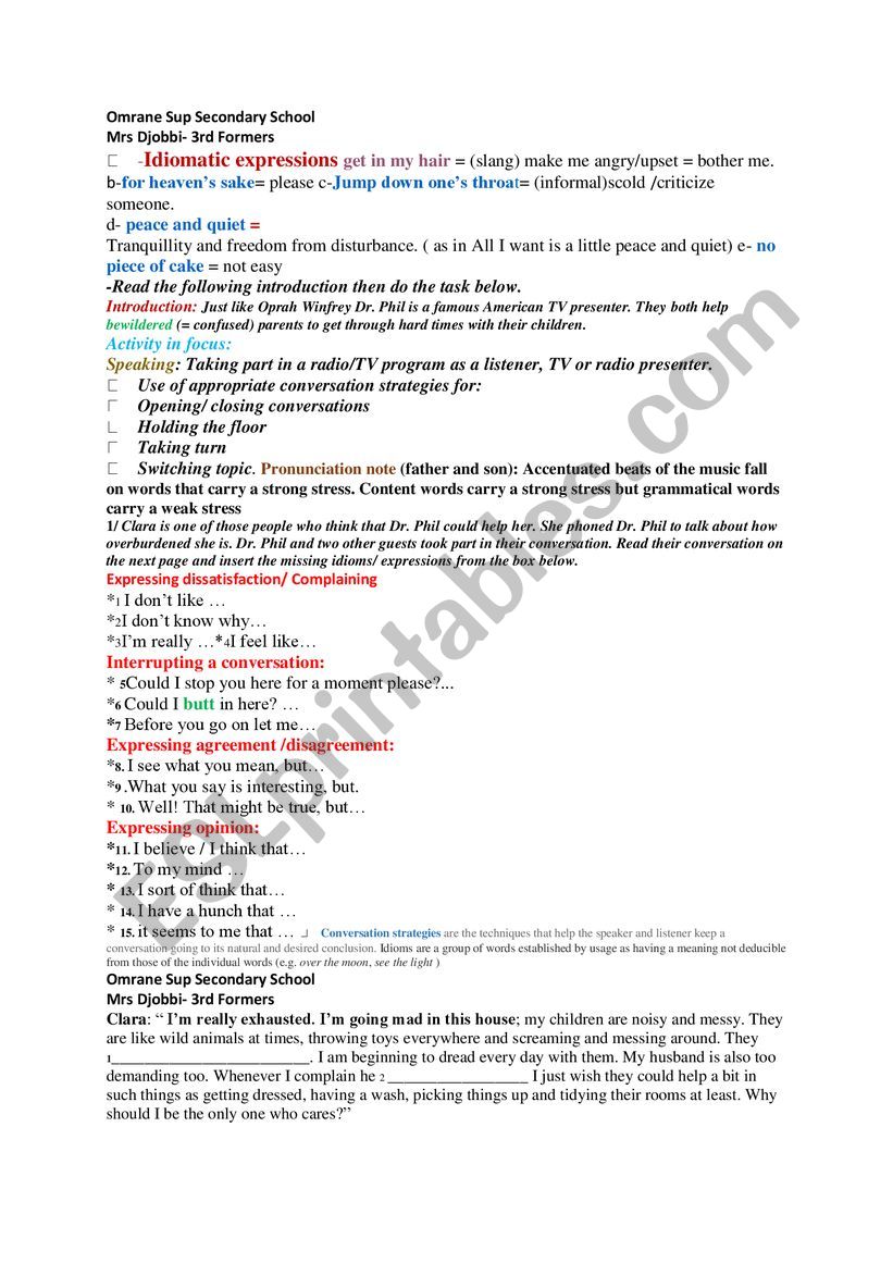 consolidation activities for third formers