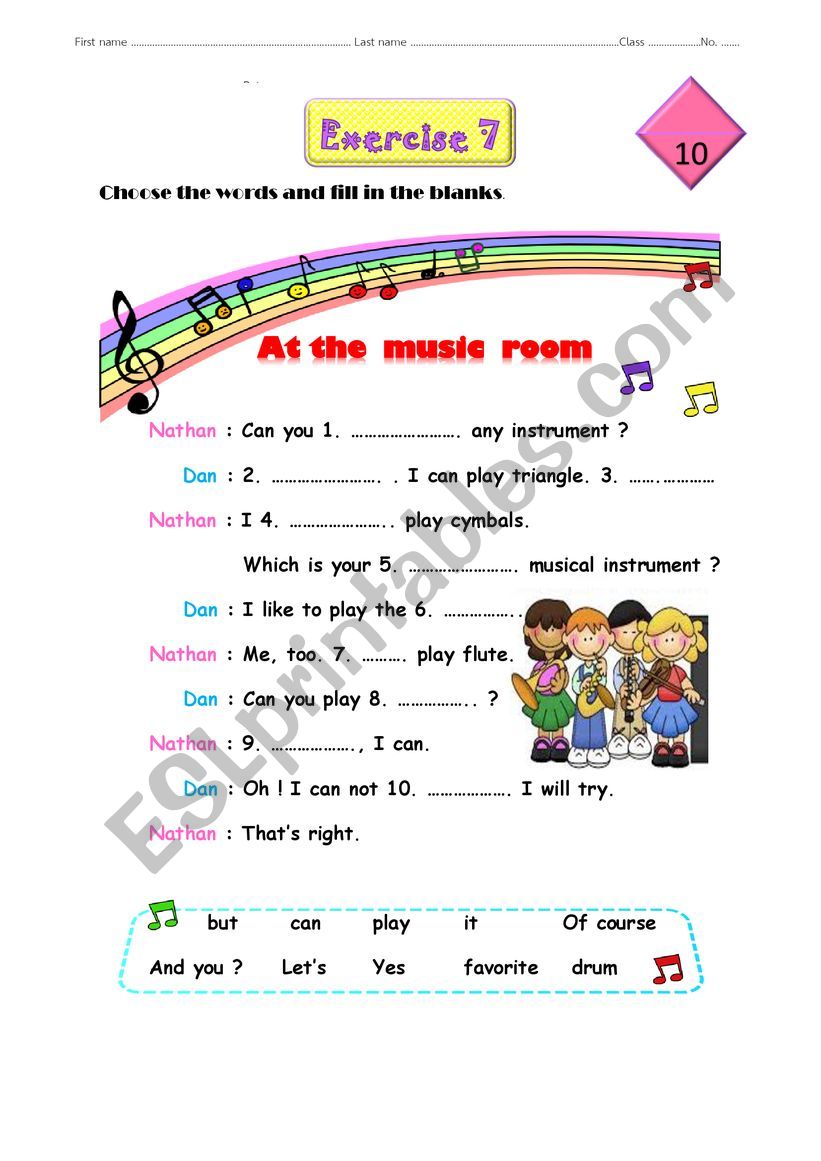 Instruments 6 worksheet