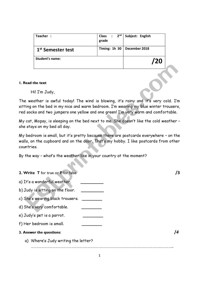 Clothes & weather worksheet