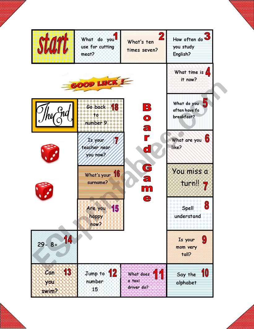 BOARD GAME worksheet