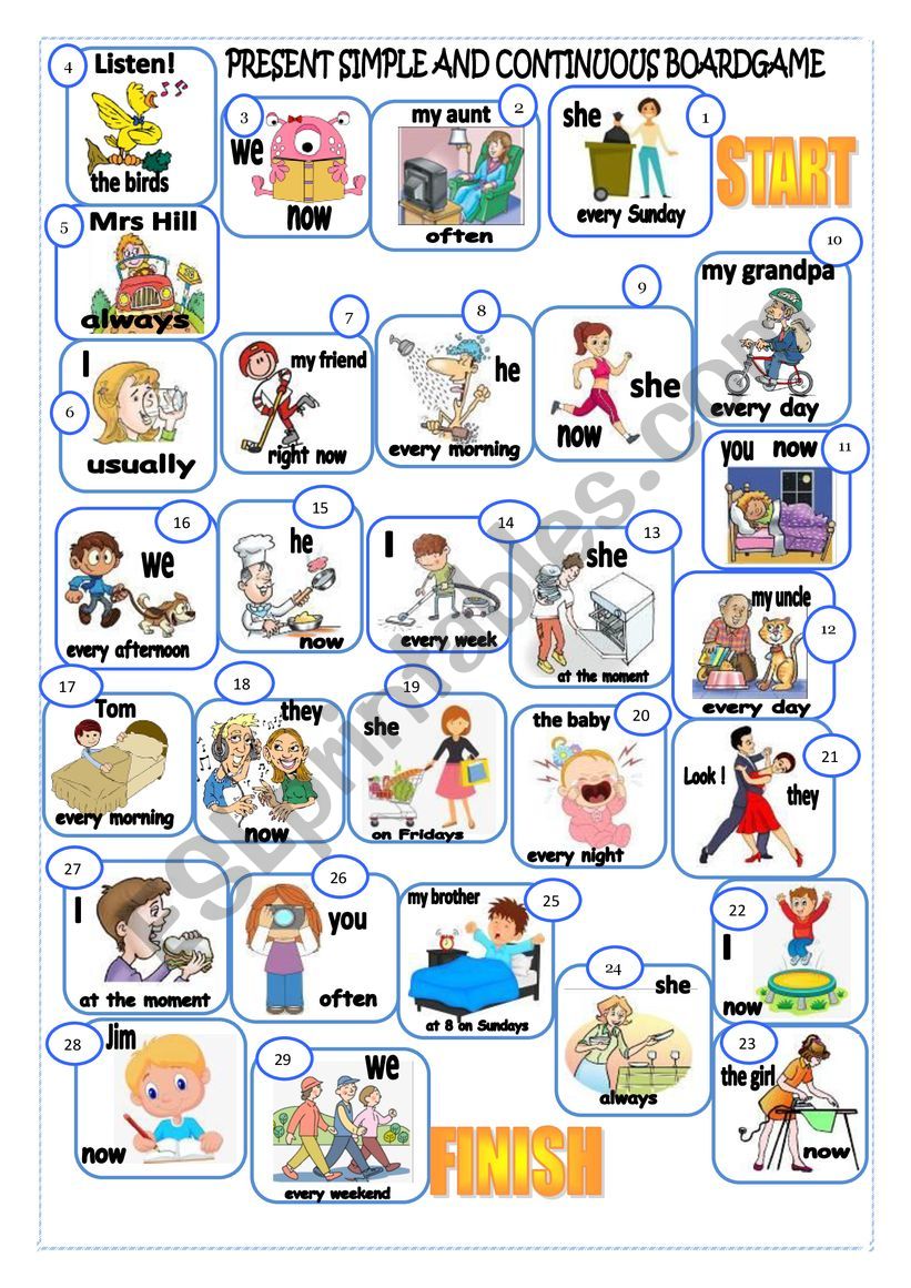 PRESENT SIMPLE AND CONTINUOUS  BOARDGAME