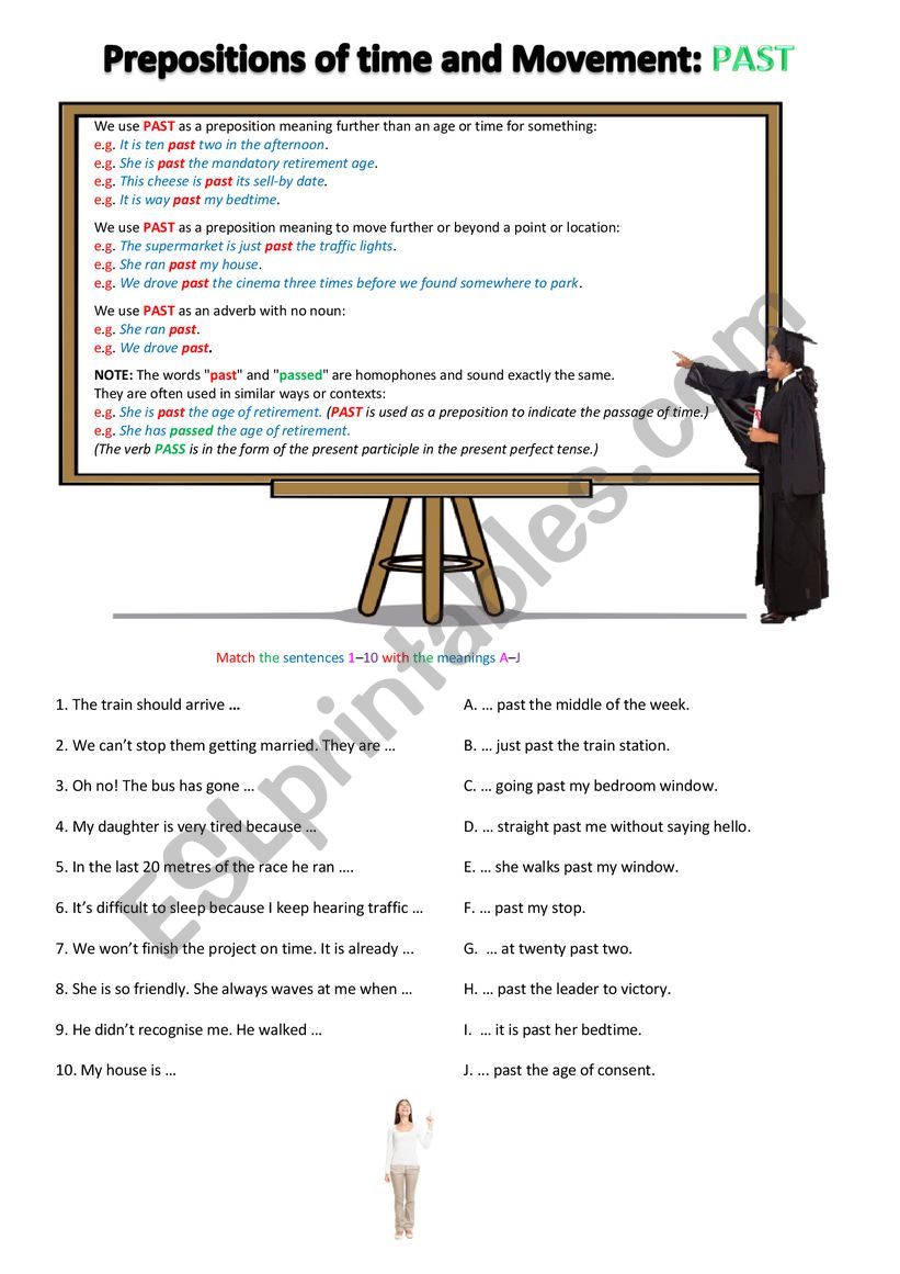 The Preposition PAST worksheet