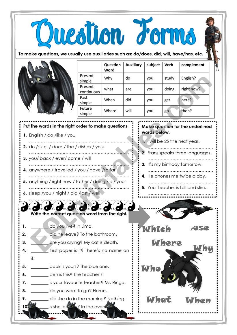 Question Forms worksheet