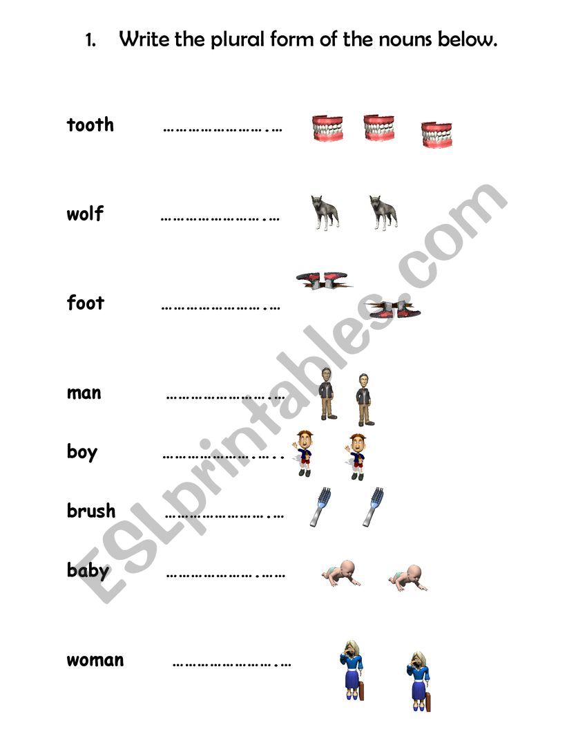 Plurals worksheet