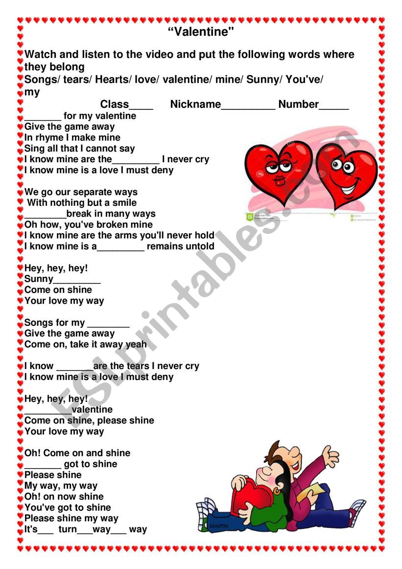 Valentine T,pau worksheet