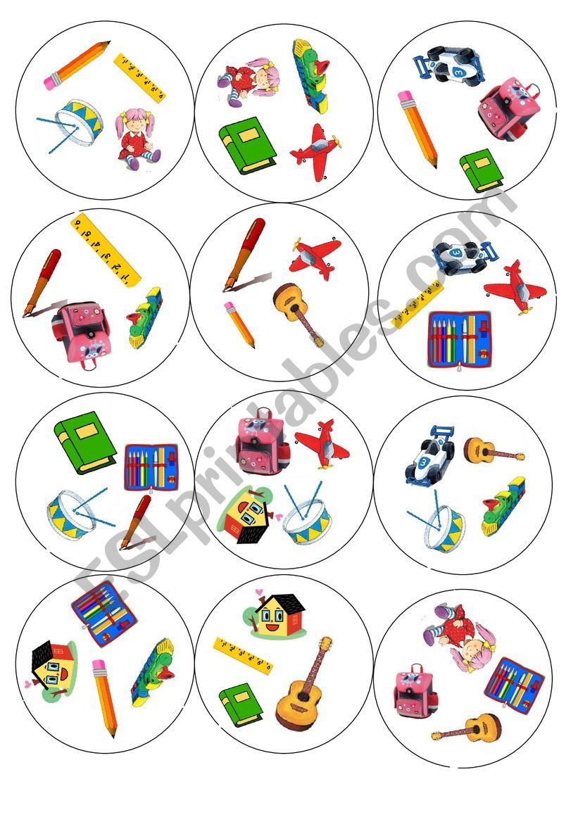 Shool Things and Toys Dobble worksheet