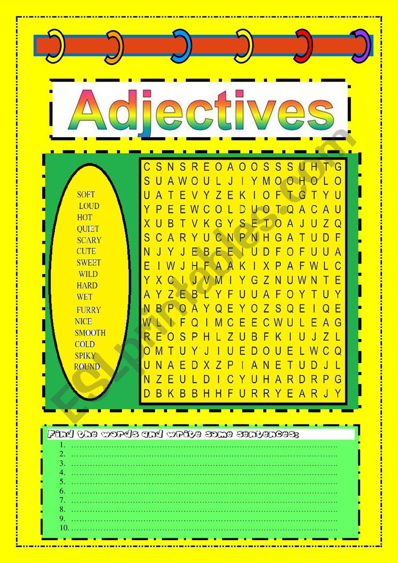 Adjective puzzle worksheet