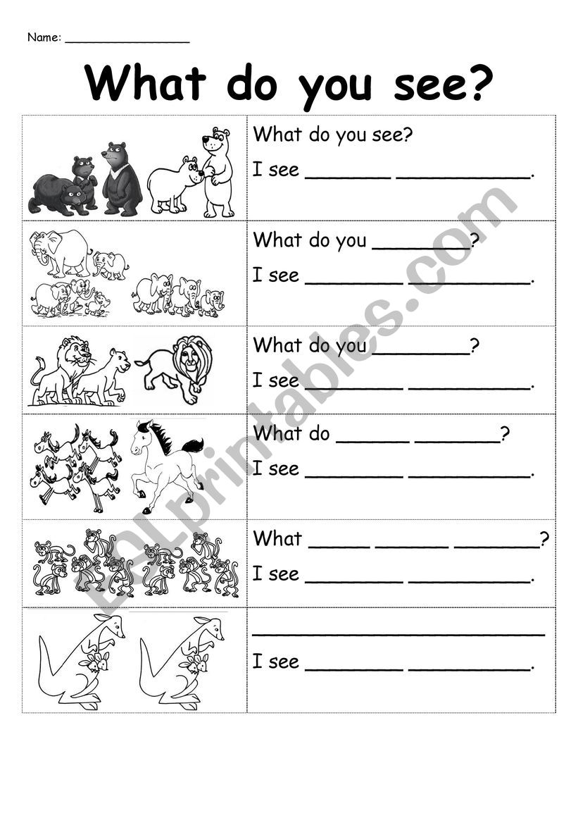 How many animals do you see? worksheet