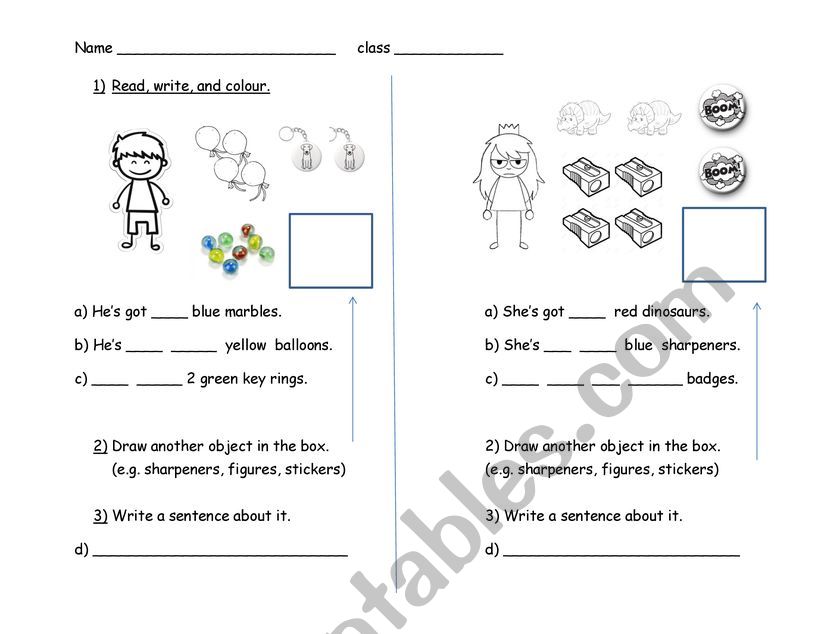 HeÂ´s got/SheÂ´s got worksheet