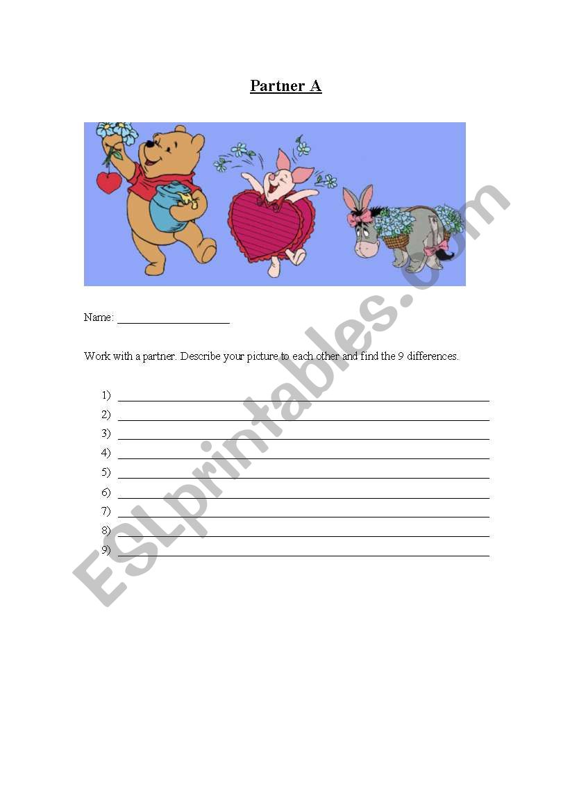 Spot The Differences worksheet