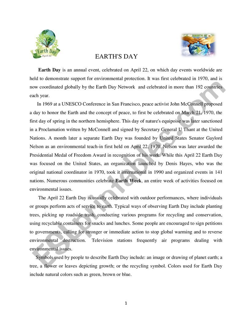 Earth Day worksheet