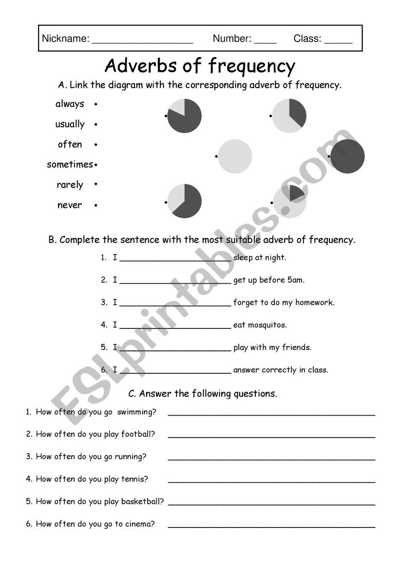 adverbs of frequency worksheet