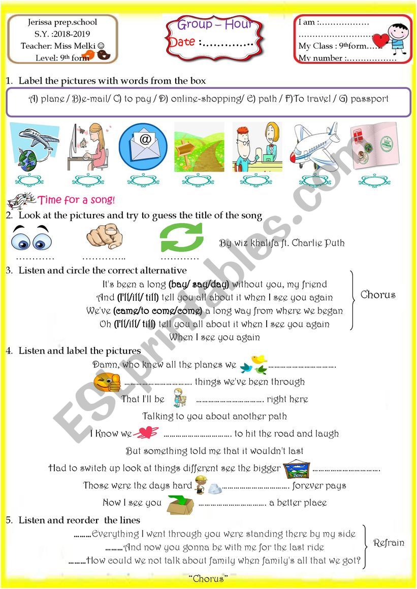 remedial work 9th form  worksheet