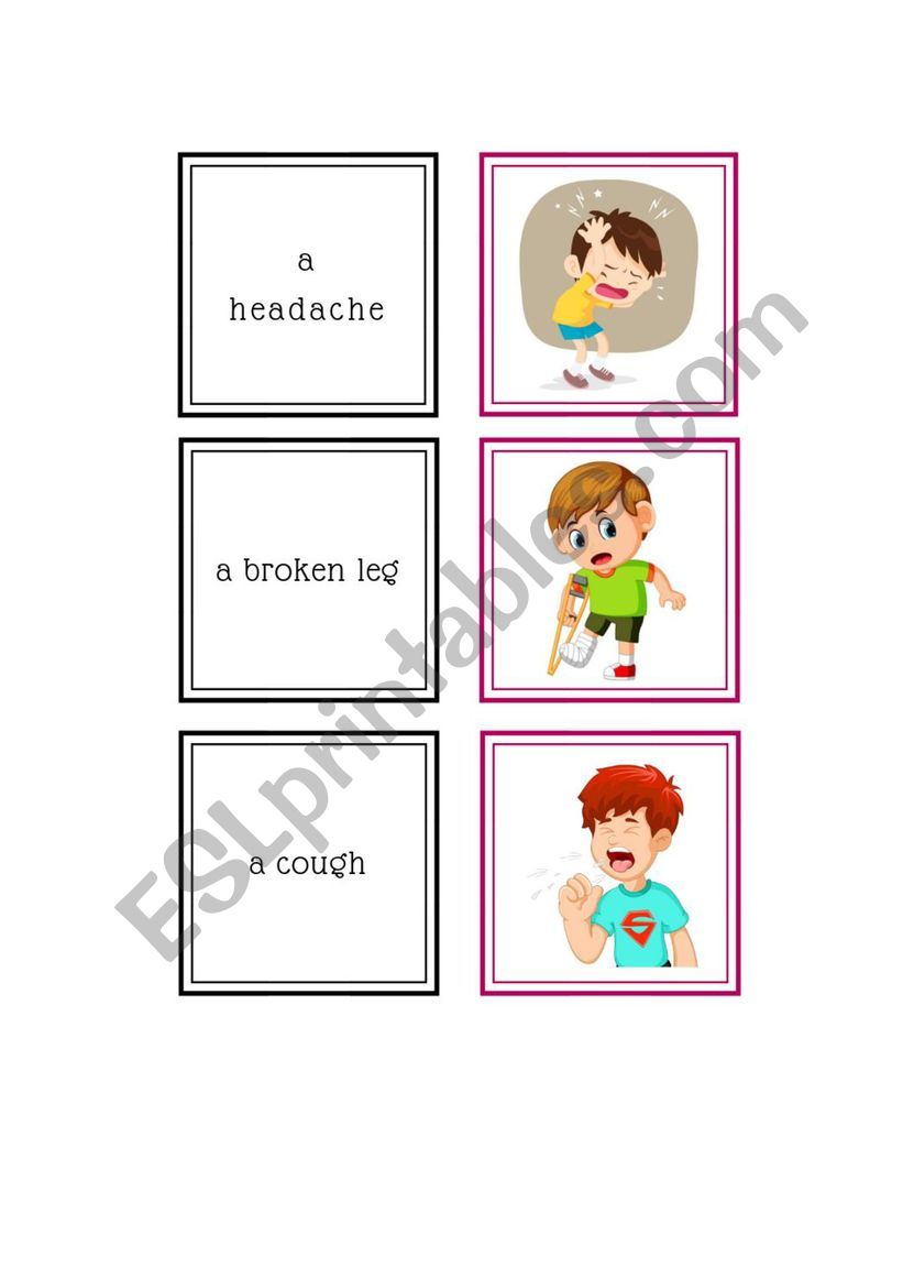 Health problems Flashcards worksheet