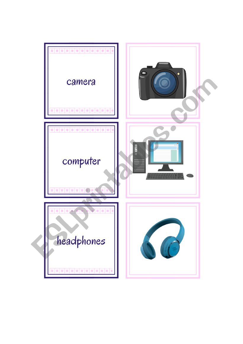 Gadgets flashcards worksheet