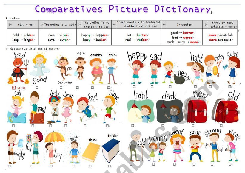 Comparatives Picture Dictionary