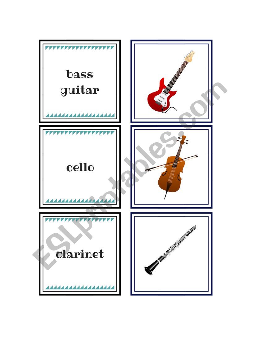 Musical instruments flashcards