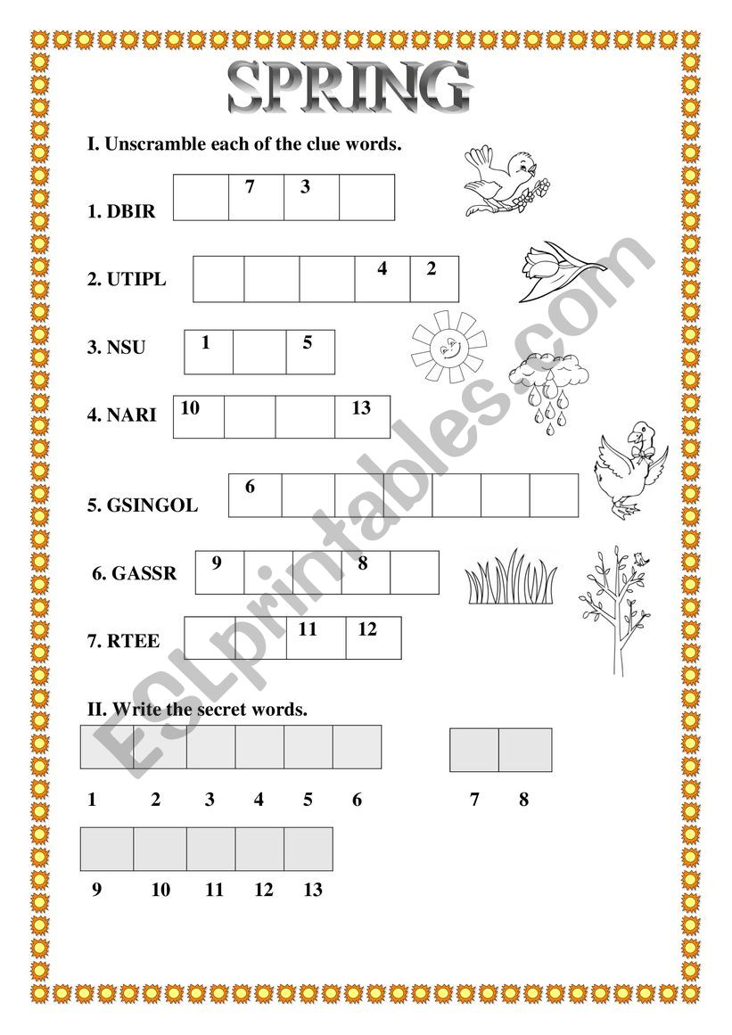 Spring worksheet