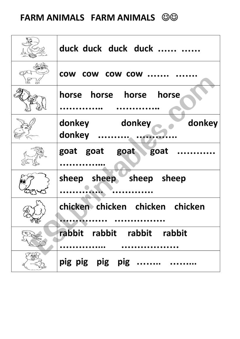 FARM ANIMALS worksheet