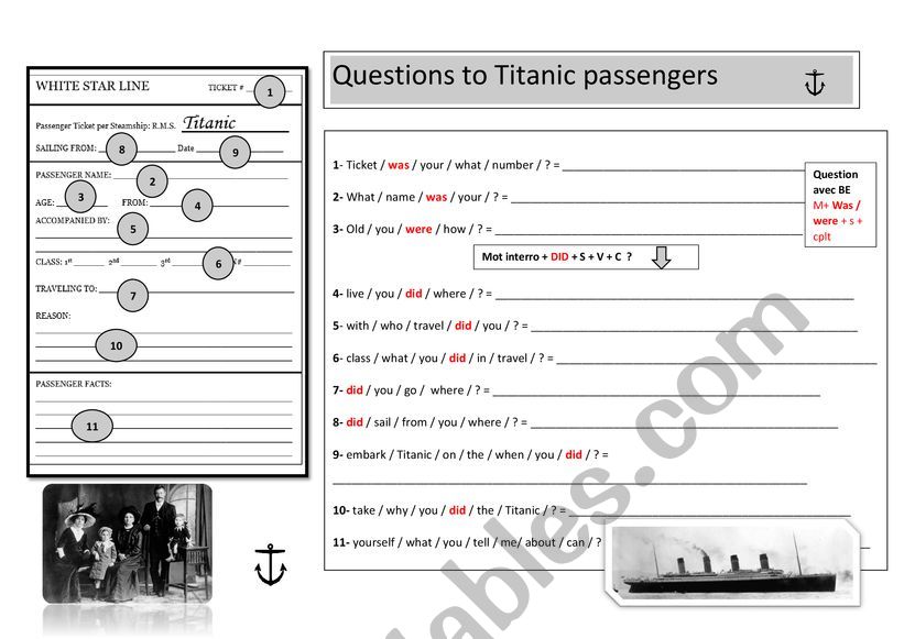 Questions to Titanic passengers